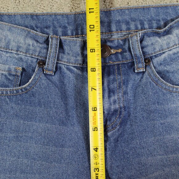 Vintage Forever 21 High Waist "Moved Pocket" Raw Hem Cropped Blue Jeans - Picture 4 of 6